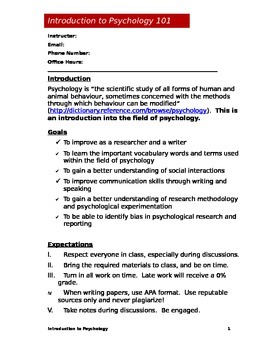 Preview of Psychology Syllabus (Doc)