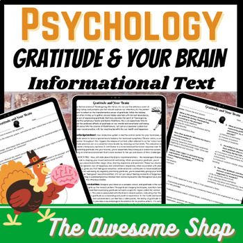 Preview of Psychology Thanksgiving Gratitude and Your Brain Emergency Sub Plans