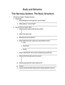 Preview of Psychology-The Nervous System: The Basic Structure (Powerpoint and Guided Notes)