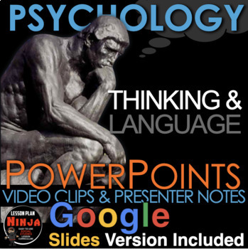 Preview of Psychology: Thinking & Language PowerPoint/Google Slides, Guided Notes + Video