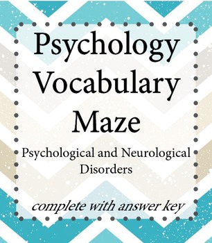 Preview of Psychology Vocabulary Maze - Disorders
