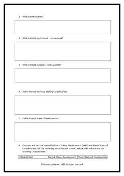 Psychology: What is Consciousness? A Note-taking Activity by Resources ...