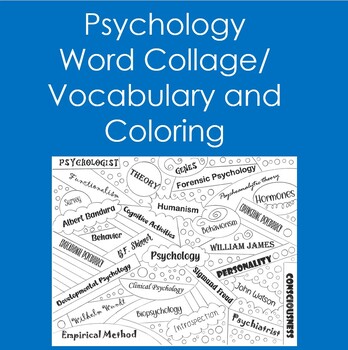 Preview of Psychology Word Collage (Vocabulary, Coloring, Word Wall)