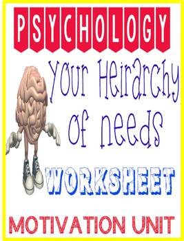 Preview of Psychology motivation analyzing your heirachy of needs worksheet