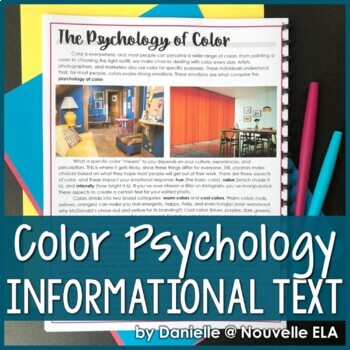 Preview of Psychology of Color (Informational Text) - Media Literacy Lesson