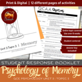 Psychology of memory response booklet for senior students 