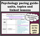 Psychology pacing guide and links to TpT lessons
