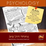 Psychology worksheet Long term memory | mini bundle | expl