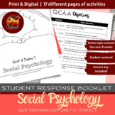 Psychology worksheet booklet on Social Psychology 17 diffe