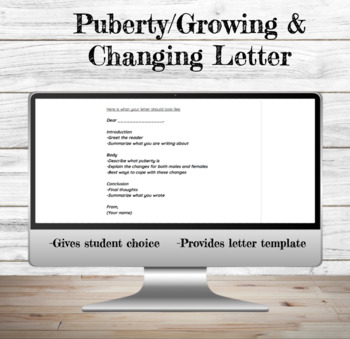 Preview of Puberty/Growing & Changing Letter | Assessment | Health Education