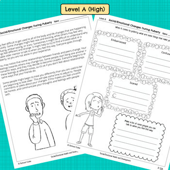 puberty health lessons differentiated by school cube tpt