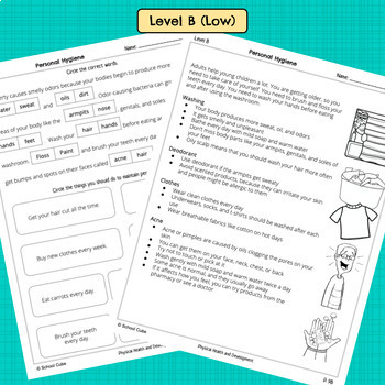 puberty health lessons differentiated by school cube tpt