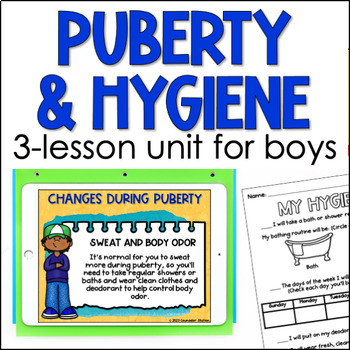 Preview of Puberty & Personal Hygiene for Boys Health 3-Lesson Unit with Printable Handouts