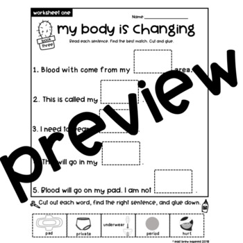 Puberty My Body Is Changing Girls Worksheet Set By East Brew Inspired