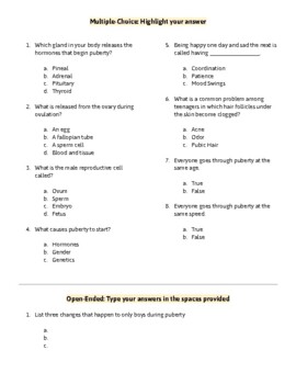 puberty reproduction worksheet by emily osbahr tpt