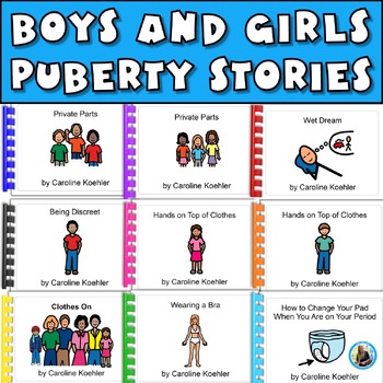 Preview of Puberty for Male Female Social Stories Boys Girls Private Parts Period Autism