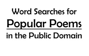 Preview of Public Domain Poetry Vocabulary Word Searches