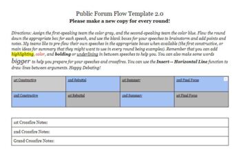Preview of Public Forum Debate Flow Sheet Notes 