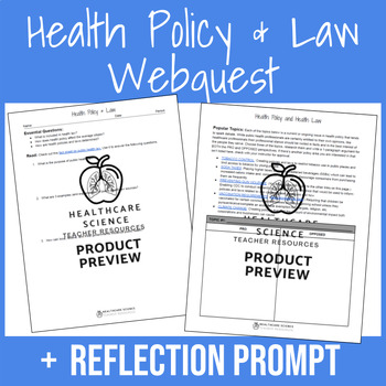 Preview of Public Health: Health Policy and Law Webquest with Critical Thinking Reflection