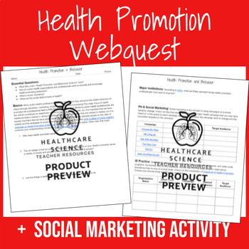 Preview of Public Health: Health Promotion Webquest with Social Marketing Campaign Activity