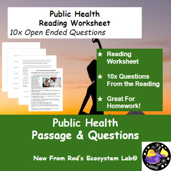 Preview of Public Health Reading Worksheet **Editable**