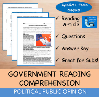 Preview of Public Opinion - Reading Comprehension Passage & Questions
