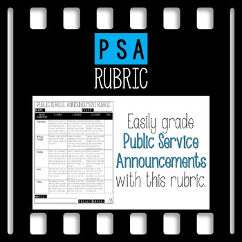 Preview of Public Service Announcement (PSA) Rubric