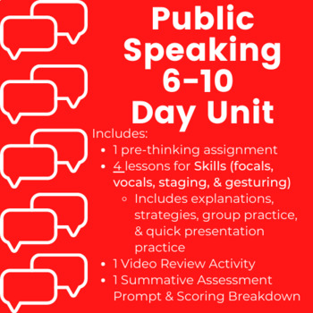 Preview of Public Speaking 6-10 Day Unit (Good for AP Seminar, etc.)