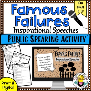 Preview of Public Speaking Activity: Famous Failure Speeches|Digital & Print | CCSS aligned