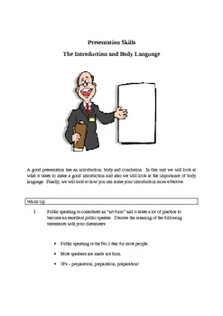 Preview of Public Speaking Basics . . Introduction and Body Language