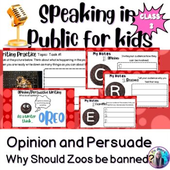 Preview of Public Speaking  Class 3 -Young Kids -Opinion and Persuade - Activity Book