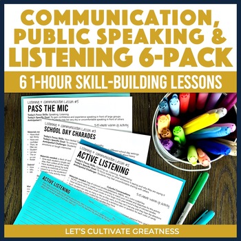 Preview of Public Speaking & Listening Activities - Leadership Worksheets 6-Pack