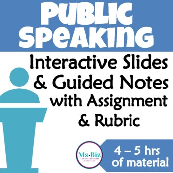 Preview of Public Speaking Lesson Kit (slides, teacher notes & 3 Assignments)