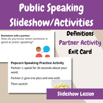 Preview of Public Speaking Slideshow Lesson and Activities