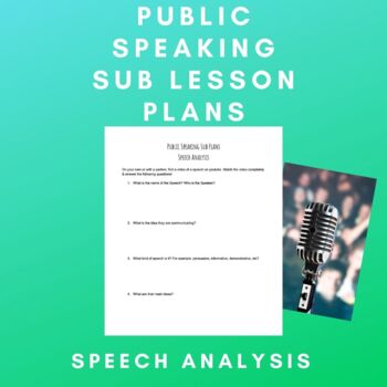 Preview of Public Speaking Speech Substitute Lesson Plans Speech Analysis