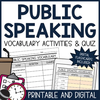 Preview of Public Speaking Vocabulary Unit | Worksheets | Oral Presentation Terms