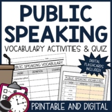 Public Speaking Vocabulary Unit | Worksheets | Oral Presen