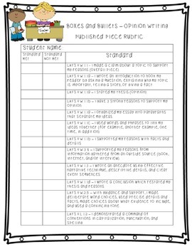 Preview of 4th Grade Published Writing Rubrics