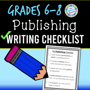 Preview of Publishing Writing Checklist - 6th grade, 7th grade, 8th grade - PDF and digital