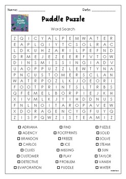 Puddle Puzzle Word Search Puzzle Activity by Ellen Weiss by MsZzz Teach