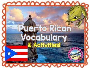 Preview of Puerto Rico Vocabulary Words Plus + Color by Code Flag + Label the Picture!