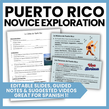 Preview of Puerto Rico Boricua Novice Exploration | Guided Notes & Slideshow EDITABLE!