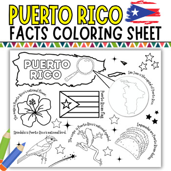 Preview of Puerto Rico Facts Coloring Sheet | Hispanic Heritage Month Coloring Page