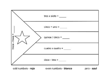 Preview of Puerto Rico Flag Coloring Page Using Math