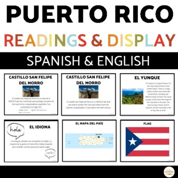 Preview of Puerto Rico Gallery Walk Readings & Classroom Display Spanish & English