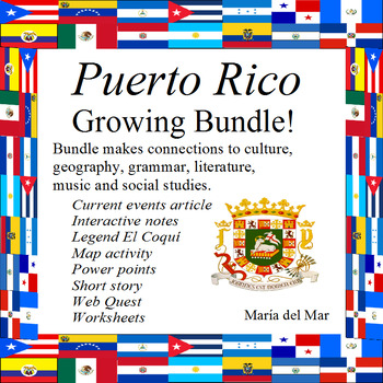 Preview of Puerto Rico Growing Bundle in Spanish