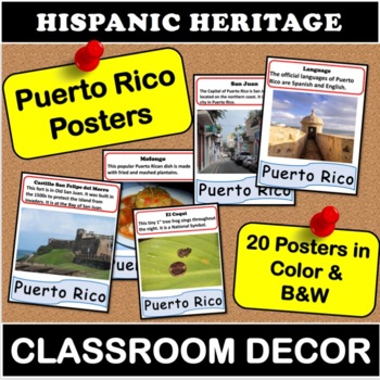 Preview of Puerto Rico Posters Hispanic Heritage | Classroom Decor Spanish Language