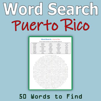 Preview of Puerto Rico - Word Search