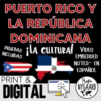 Preview of Puerto Rico y La República Dominicana Culture- video embedded notes (en español)