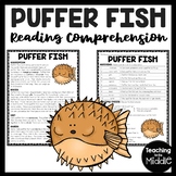 Puffer Fish or Blowfish Reading Comprehension Worksheet Pu
